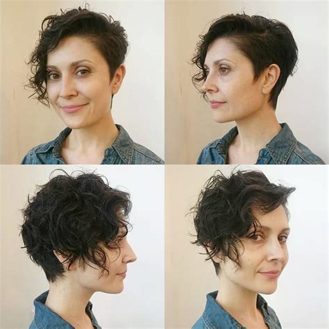 The curly asymmetric bob hairstyle is one of the most popular hairstyles among women nowadays. Wavy Brunette Asymmetrical Pixie Cut - The Latest ...
