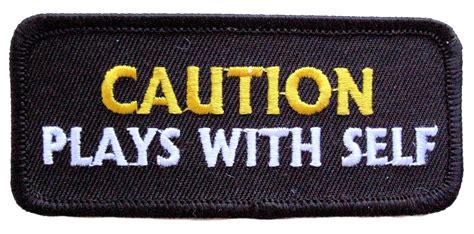 Caution Plays With Self Funny Embroidered Biker Patch Leather Supreme