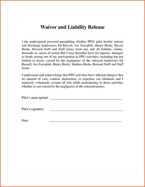 Release Of Liability Letter Template Examples Letter Template Collection