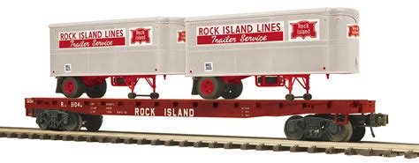 Mth Premier Flat Car With 2 Pup Trailers Rock Island Berwyns Toys