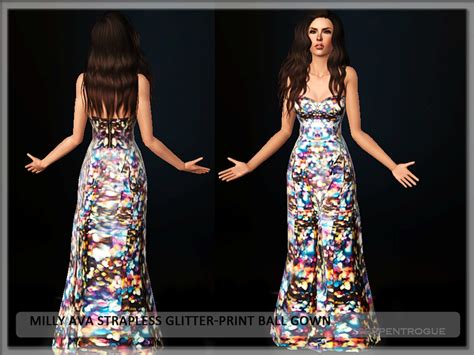 Milly Ava Strapless Glitter Print Ball Gown The Sims 3 Catalog
