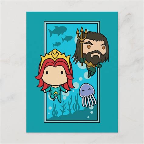 Aquaman Chibi Mera And Aquaman Undersea Graphic Postcard Zazzle