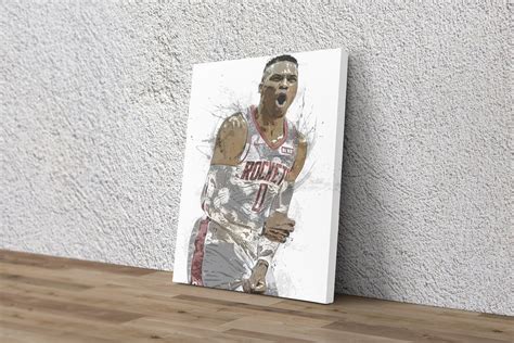 Russell Westbrook Poster Houston Rockets Painting Basketball Etsy