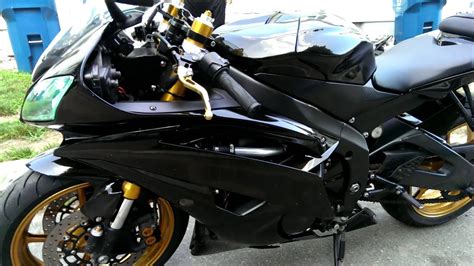 Brand new tires 700 miles ago! 2008 Yamaha R6 Raven Edition - Two Brothers - YouTube