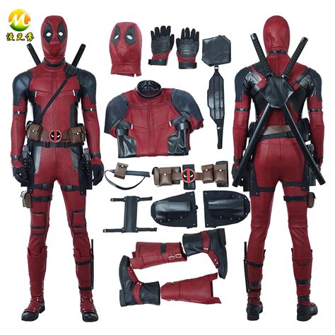 Newest Deadpool 2 Deadpool Cosplay Costume Wade Wilson Costume Red