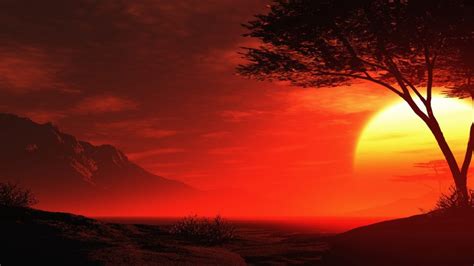 Red Night Sky In Summer Beautiful Romantic Hd Desktop