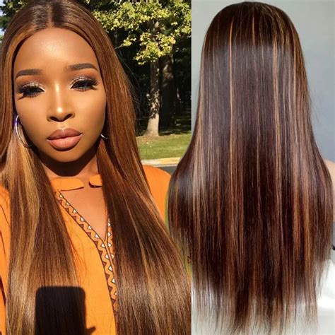 430 Lace Front Human Hair Wigs For Women Pre Plucked Ombre Straight