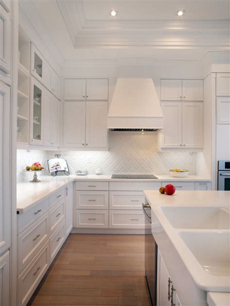 .sink, beaded inset cabinets, white cabinets, marble countertops, white backsplash, stone slab backsplash, stainless steel appliances and an style makes this the perfect kitchen featuring marble counter tops, subway tile backsplash, subzero and wolf appliances, custom cabinetry, white oak. White Kitchen Backsplash | Houzz