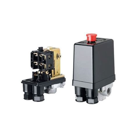 The air compressor pressure switch is a key component of your pressurized air system because it helps measure the pressure inside your air tank and shuts off your compressor when the air tank reaches the desired maximum air pressure. 230V Single Phase Pressure switch for air compressor