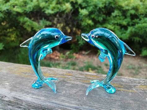 Glass Dolphin Hand Blown Glass Dolphin Figurine Dolphin Etsy Uk