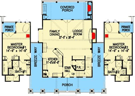 As the name suggests, this type of house plans divides the master bath into two separate rooms—traditionally so that husbands and wives can each have his and her own restroom space without getting. Dual Master Bedrooms - 15705GE | Architectural Designs ...