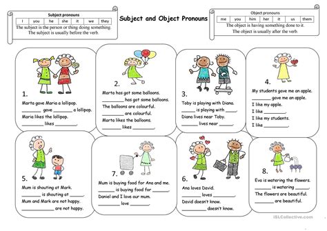 Subject And Object Pronouns Worksheets