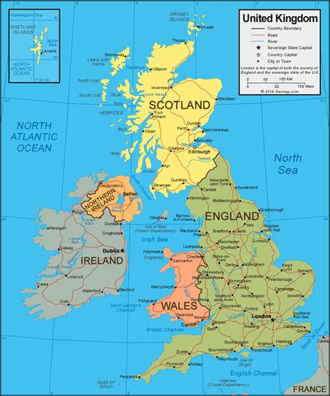 United Kingdom Map And Satellite Image