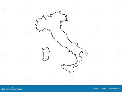 Italy Outline Map National Borders Cartoon Vector CartoonDealer