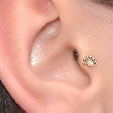 2mm White Opal Tragus Stud Gold 18g Forward Helix Earring Etsy