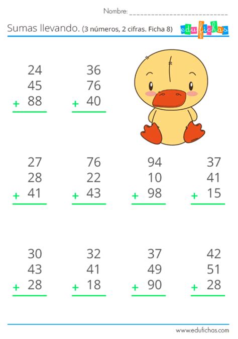 Sumar Llevando Fichas De Sumas Con Llevadas Para Primaria Gratis