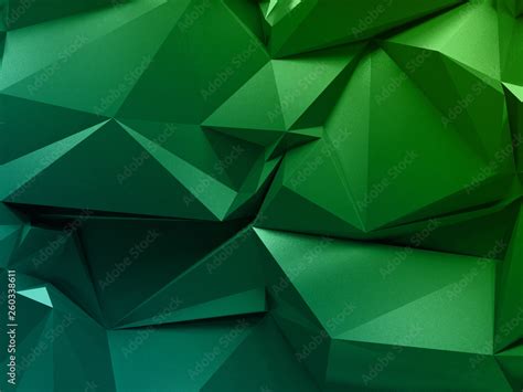 3d Abstract Faceted Background Low Polygonal Texture Emerald Green