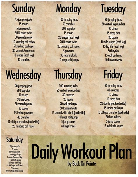 Daily Work Out Plan Post