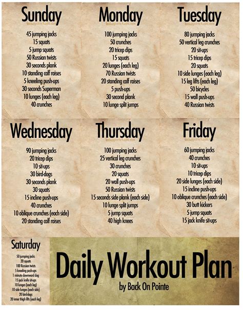 Daily Work Out Plan http://backonpointe.tumblr.com/post/15968075542/a