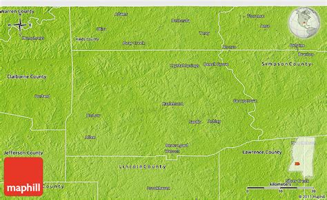 Physical 3d Map Of Copiah County