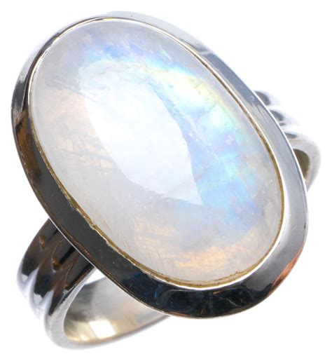 Natural Rainbow Moonstone Handmade Unique 925 Sterling Silver Ring Us