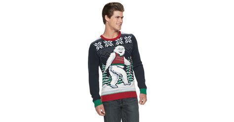 Men S Abominable Snowman Christmas Sweater Best Kohl S Ugly Christmas Sweaters Popsugar Uk