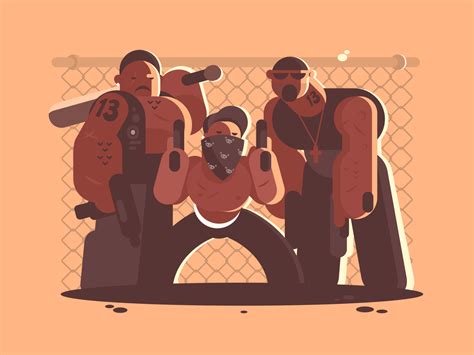 Criminal Gang Of Men Illustration Kit8