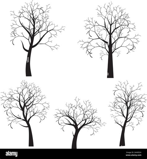 Decorative Stylized Tree Design Abstract Black Silhouette Stock Vector