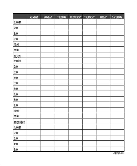 Printable Calendar With Hour Schedule Example Calendar Printable Effective Hourly Schedule