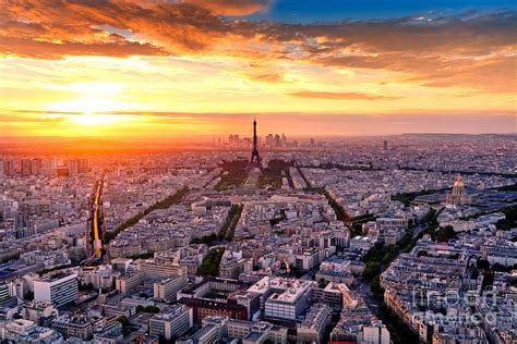 Aerial View Of Paris At Sunset Photograph By Interpixels Fine Art America