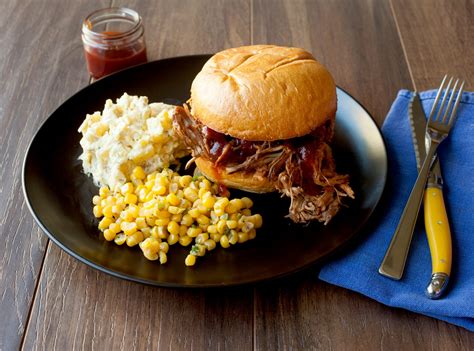 Bbq Pulled Pork Sandwich With Bacon Ranch Potato Salad By Chef Katie