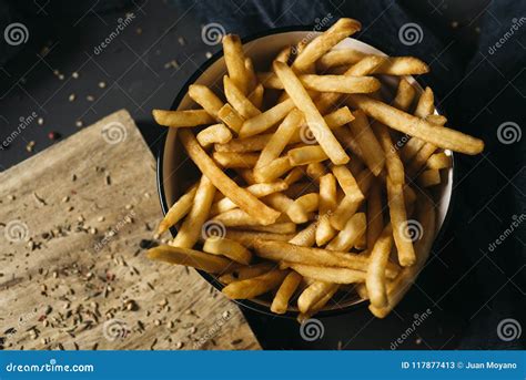 Appetizing French Fries In A Bowl Stock Image Image Of Fried Black
