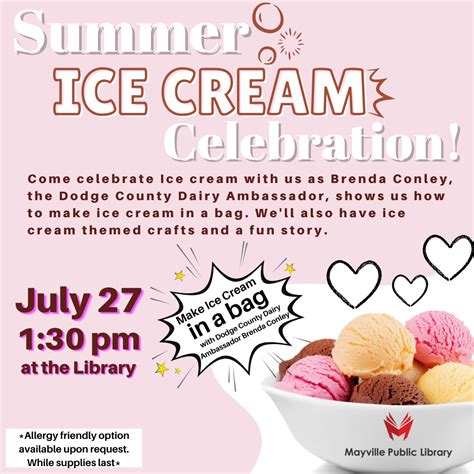 Ice Cream Celebration Ted And Grace Bachhuber Memorial Library