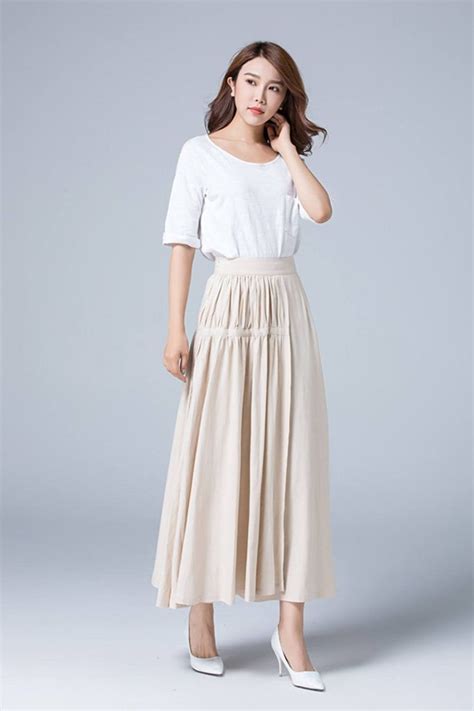 Maxi Linen Skirt Maxi Tiered Skirt Asymmetrical Skirt Fit And Flare