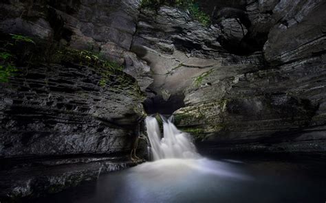 Nature Cave Single Waterfall 3d Wallpaper Scenic Photo