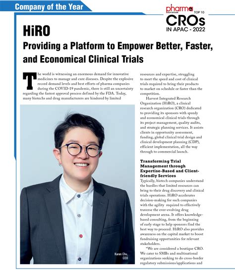Pharma Tech Outlook Names Hiro As Top 10 Cros In Apac 2022 Harvest