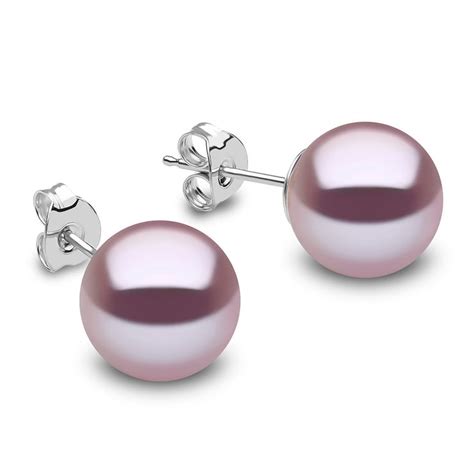 105 11mm Cultured Freshwater Pink Pearl Stud Earrings 18ct White Gold