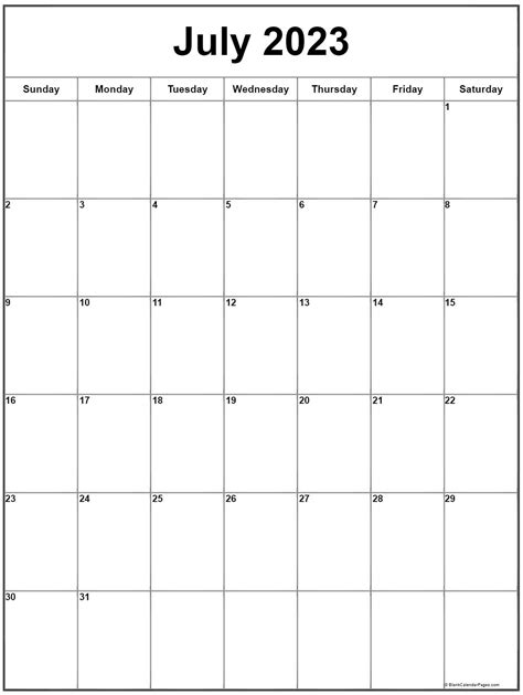 July 2023 Calendar Printable Free Printable World Holiday