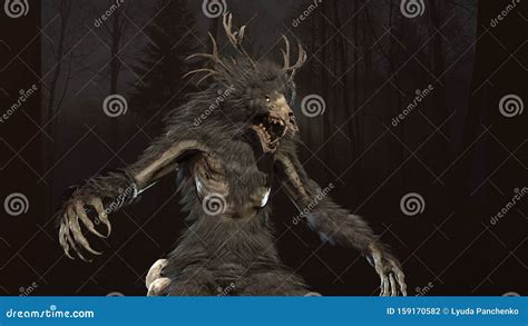 Wendigo Mythical Monster 3d Render Stock Illustration Illustration Of