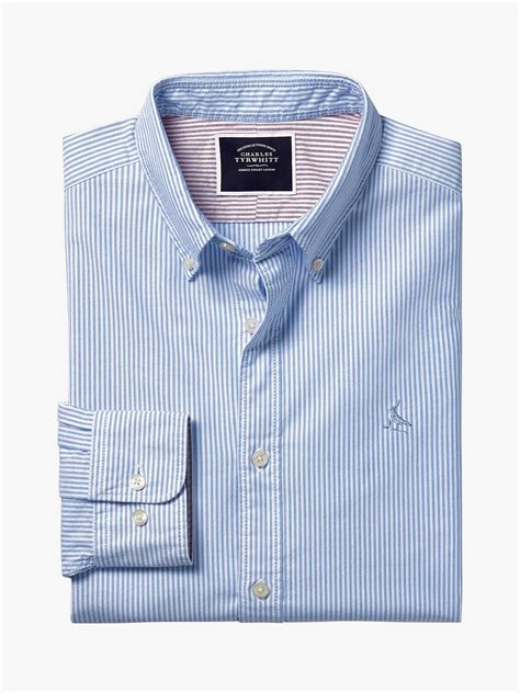 Charles Tyrwhitt Button Down Collar Washed Oxford Stripe Slim Fit Shirt