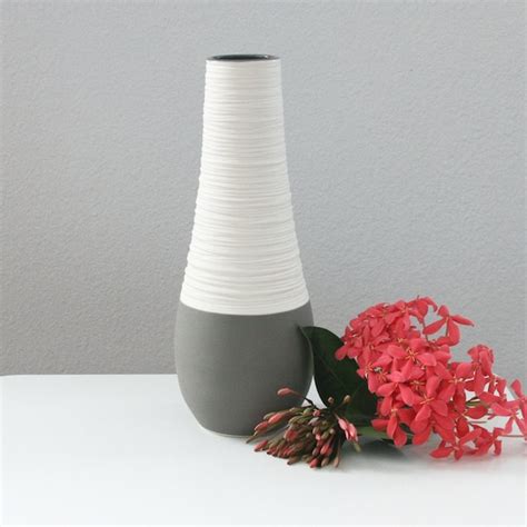 Tall Groove Vase In Matte Grey Modern Grey Porcelain By Kimwestad