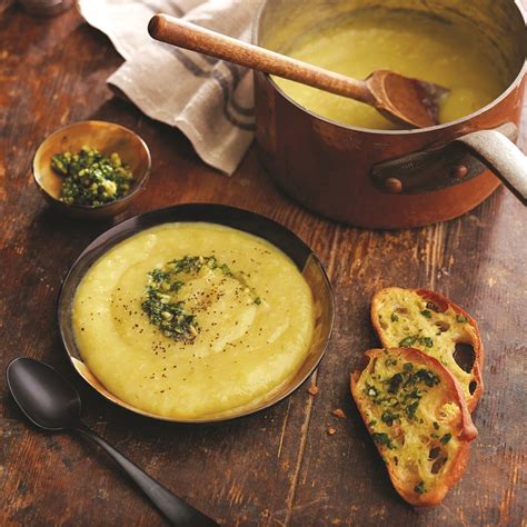 Tuscan Potato Leek Soup Recipe With Basil Parsley Pesto Dairy Free