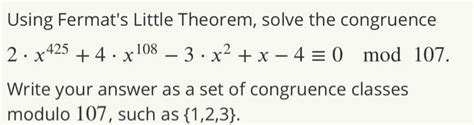 Answered Using Fermats Little Theorem Solve Bartleby