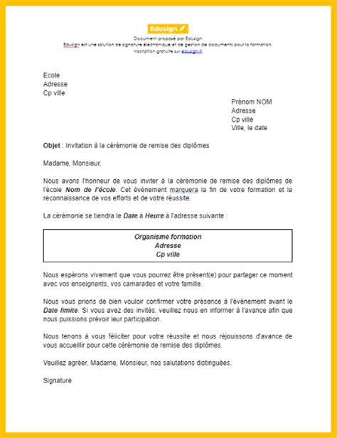 Invitation Remise Des Diplomes Modèle Gratuit En Format Word Pdf