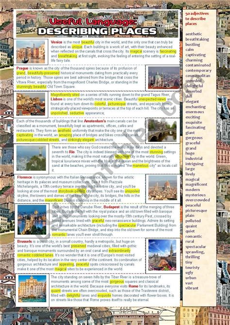 Useful Language Describing Places Esl Worksheet By Gi2gi