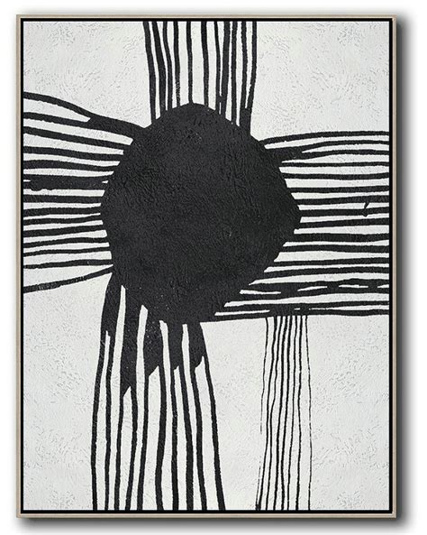 Modern Art Oil Paintingblack And White Minimal Painting On Canvasabstract Artwork Online V1w2