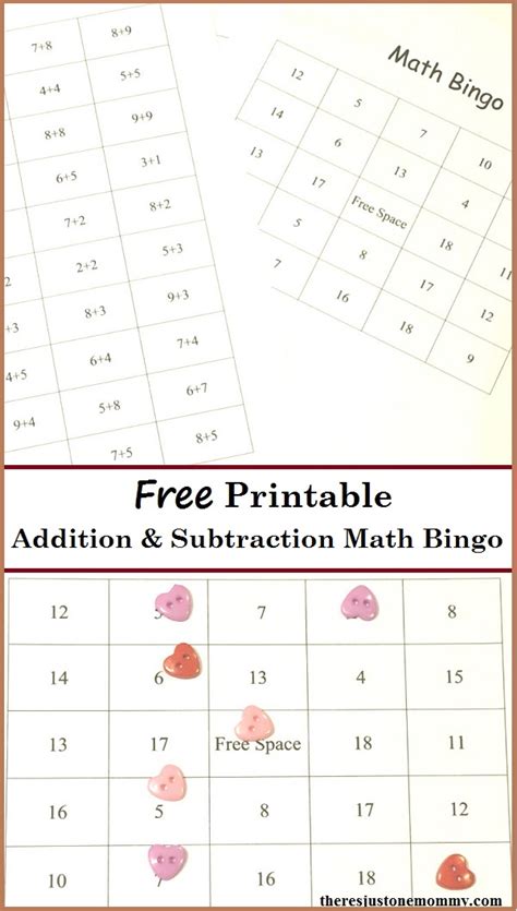 Printable Math Facts Bingo Theres Just One Mommy