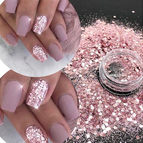 Cosmetic Rose Gold Pink Metallic Glitter Mix Nail Art Etsy In 2021