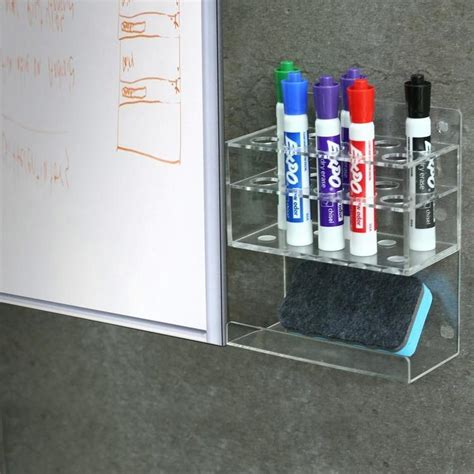 Clear Acrylic Double Tier 10 Slot Dry Erase Marker Holder Rack Myt