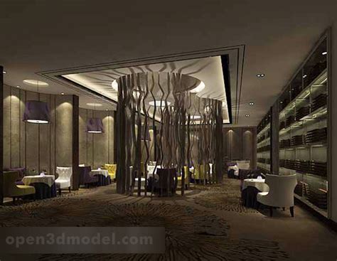 Restaurant Card Seat Sofa Interior 3d 모델 Max Vray Open3dmodel